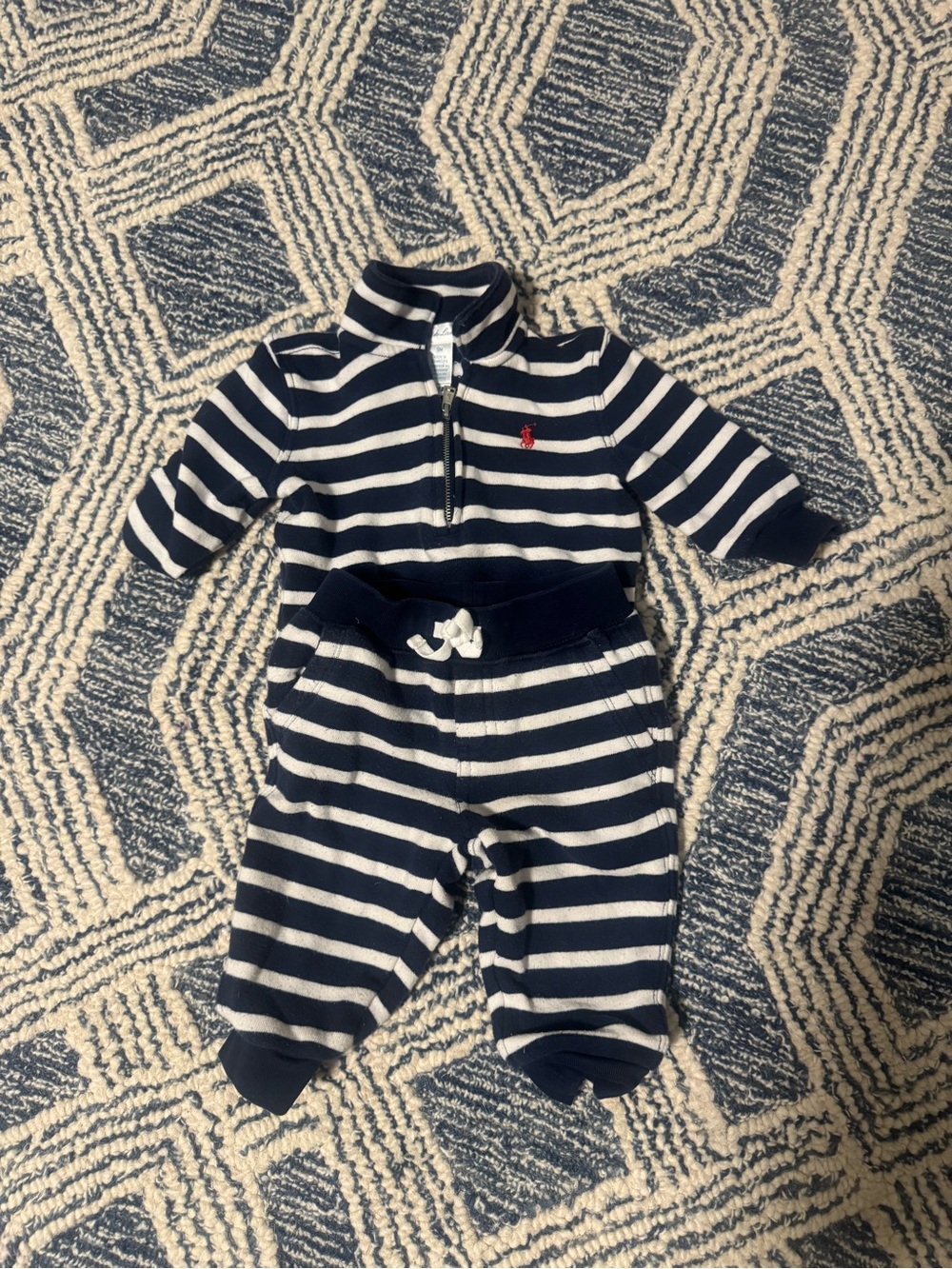Ralph Lauren Navy & White Stripe Baby 2-Piece